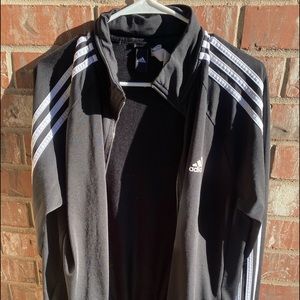 Black With White Accent Strips Adidas Full Zip.